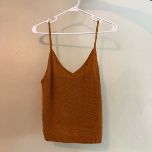 Yellow mustard knit cropped tank top